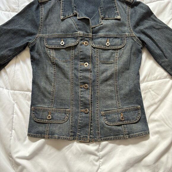 Vintage Blu Jeanious Womens Size Small Blue Denim Jean Jacket Streetwear Y2K 90s - Picture 5 of 11